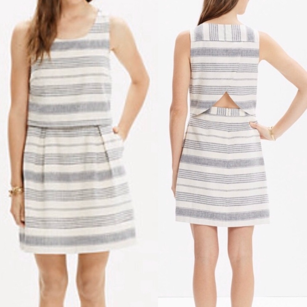 MADEWELL Stripe Overlay Dress Linen Blend Size 0